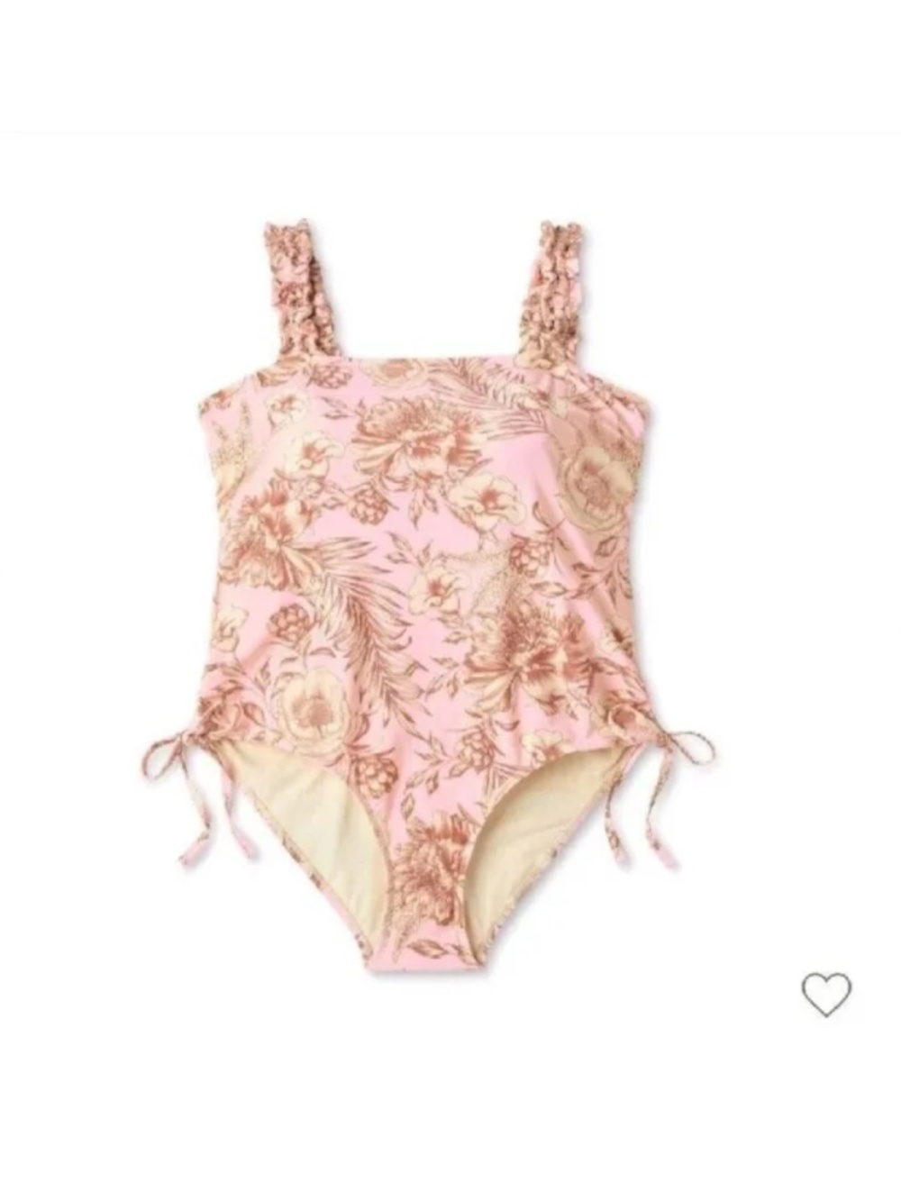NWT! Agua Bendita X Target Pink Floral One-Piece Ruched Sides Swimsuit Medium